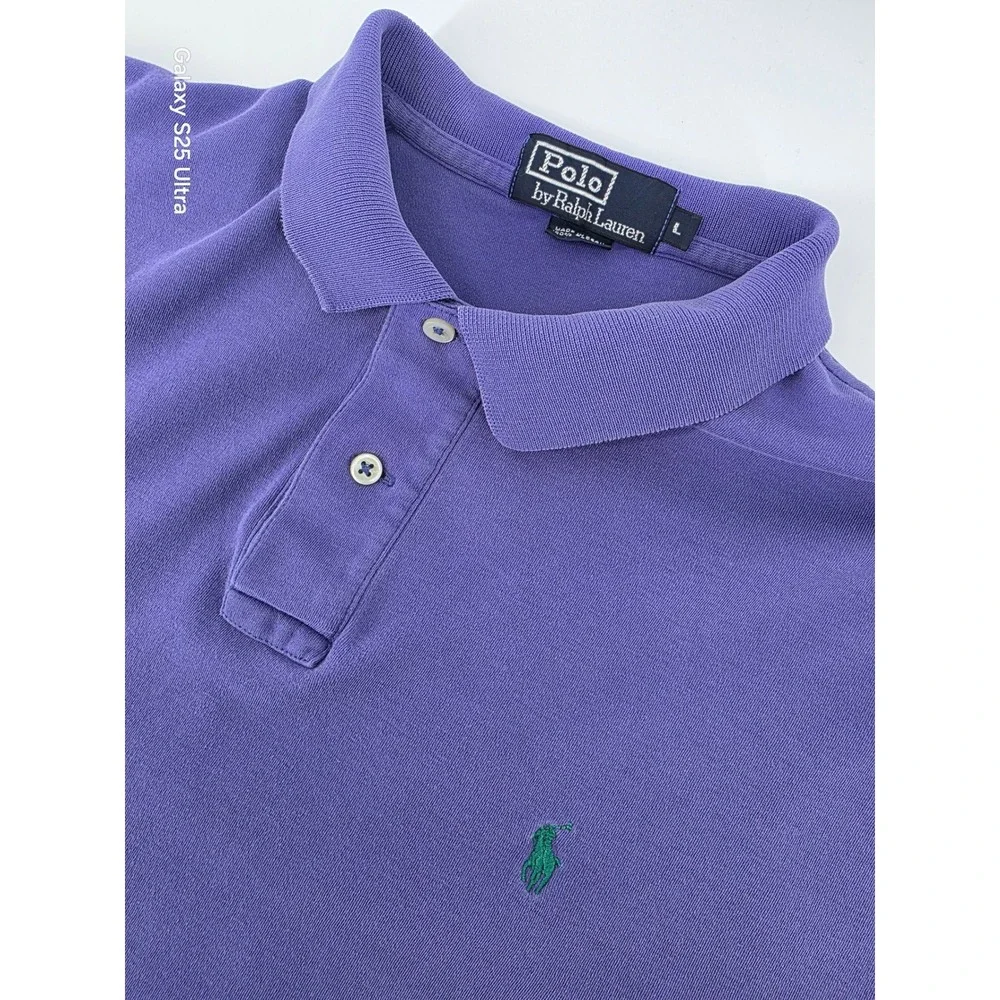 Polo Ralph Lauren Mens Large Purple Short‎ Sleeve Cotton Pique Pony Logo Shirt